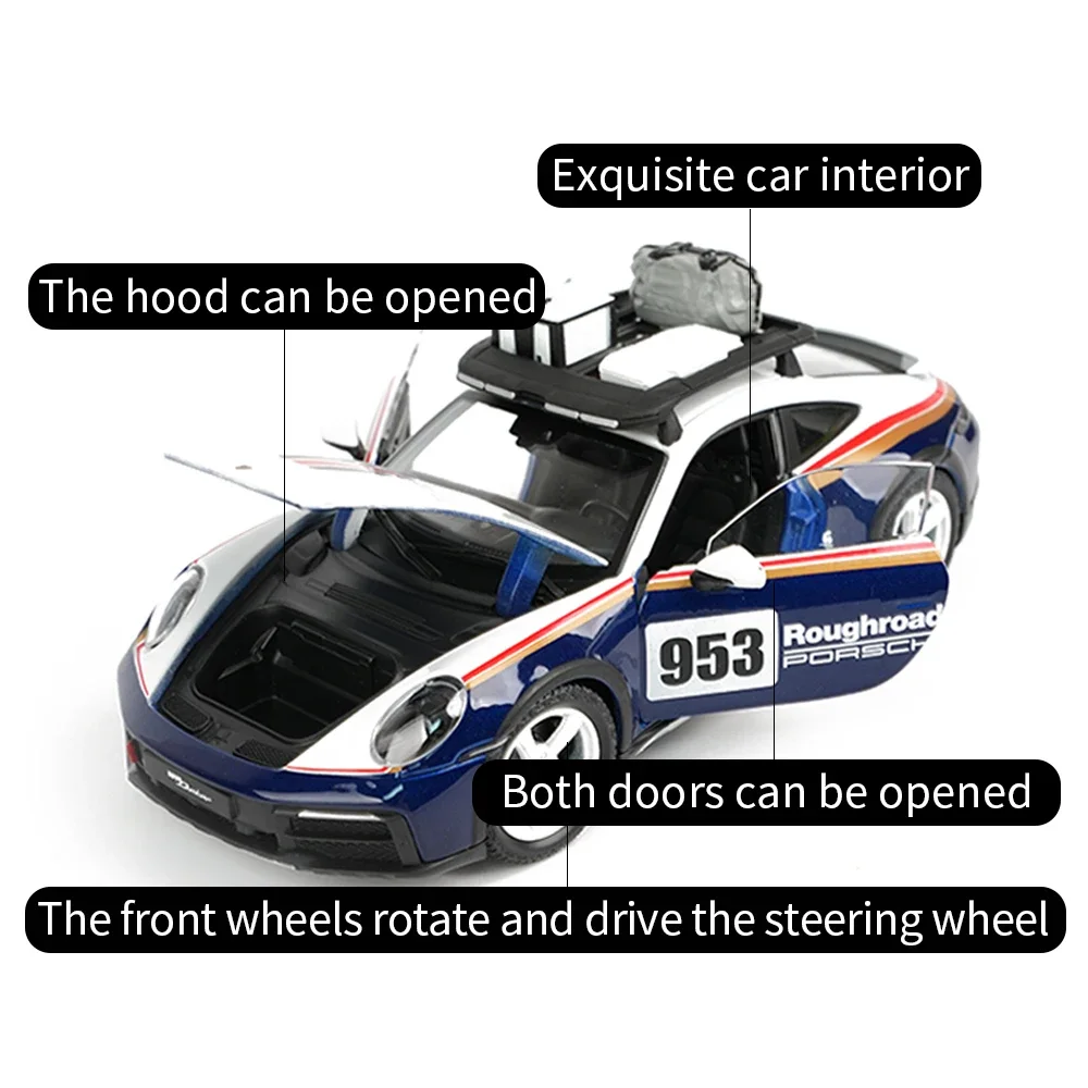 Bburago 1:24 Scale Porsche 911 Dakar Weissach alloy racing car Alloy Luxury Vehicle Diecast Car Model Toy Collection Gift