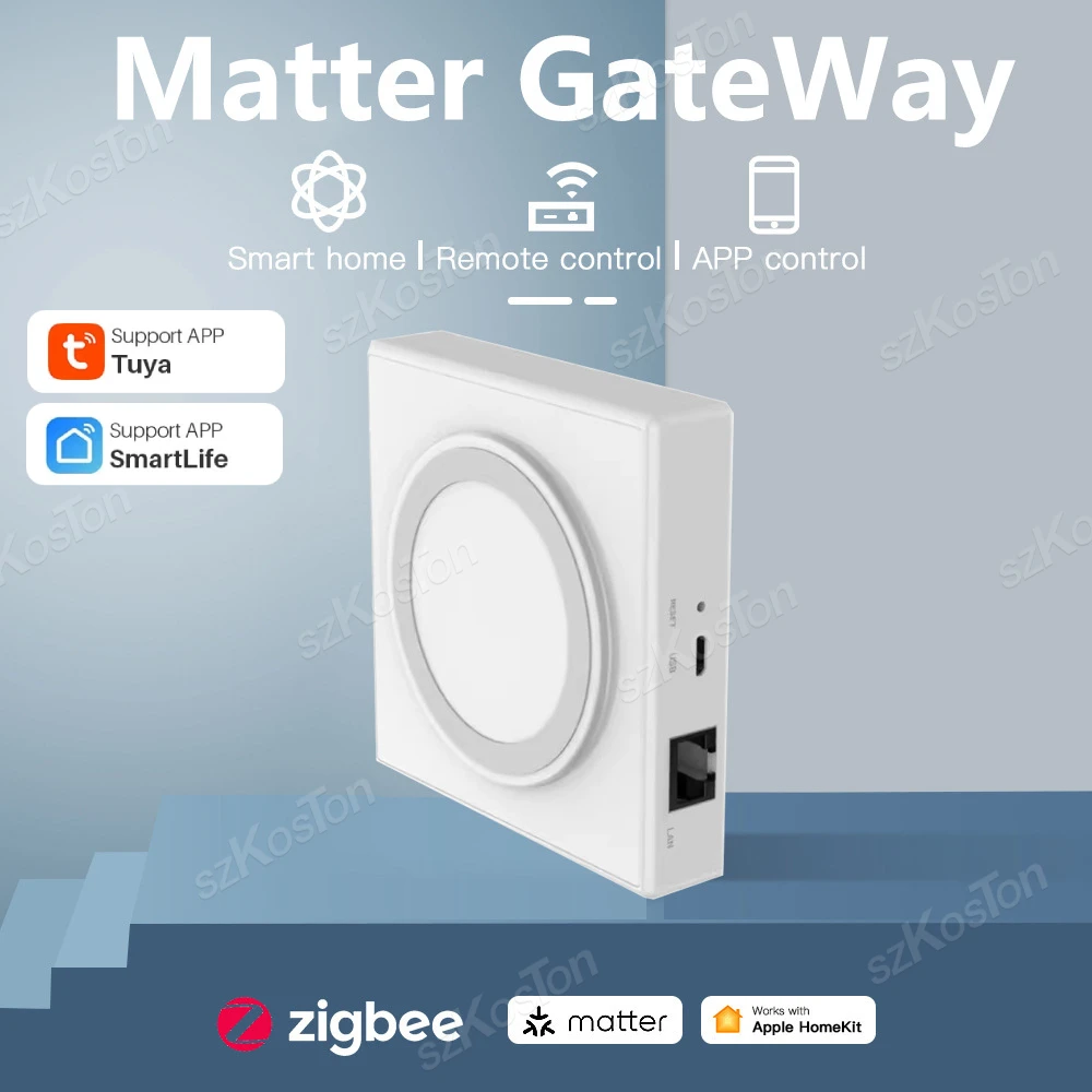 Matter Thread Hub Wired Zigbee Tuya Smart Life Home Bridge Matter Gateway Support Voice Control for Alexa Google Home Homekit