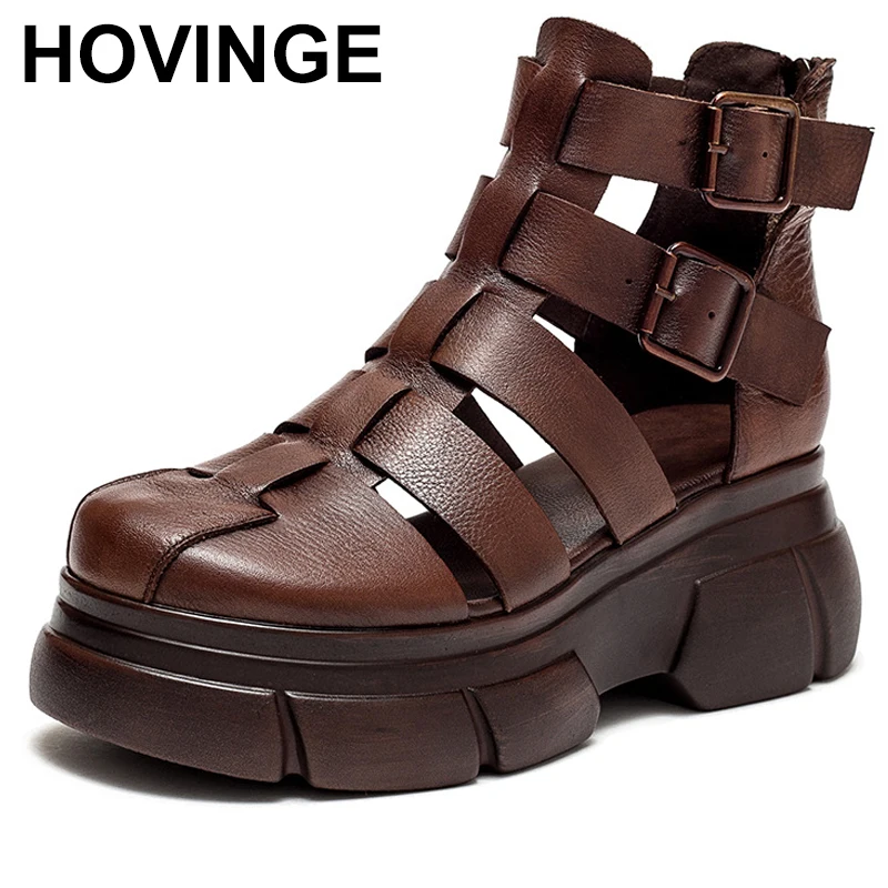 

Genuine Leather Handmade Shoes Women Flat Platform Sandals Summer daily Shoes sandals Leisure