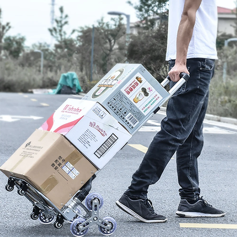 All Terrain Stair Cart Camping Wagon  캠핑웨건 Hand Cart with Bungee Cord Folding Trolley for Upstairs Cargo with Wheels 핸드카트