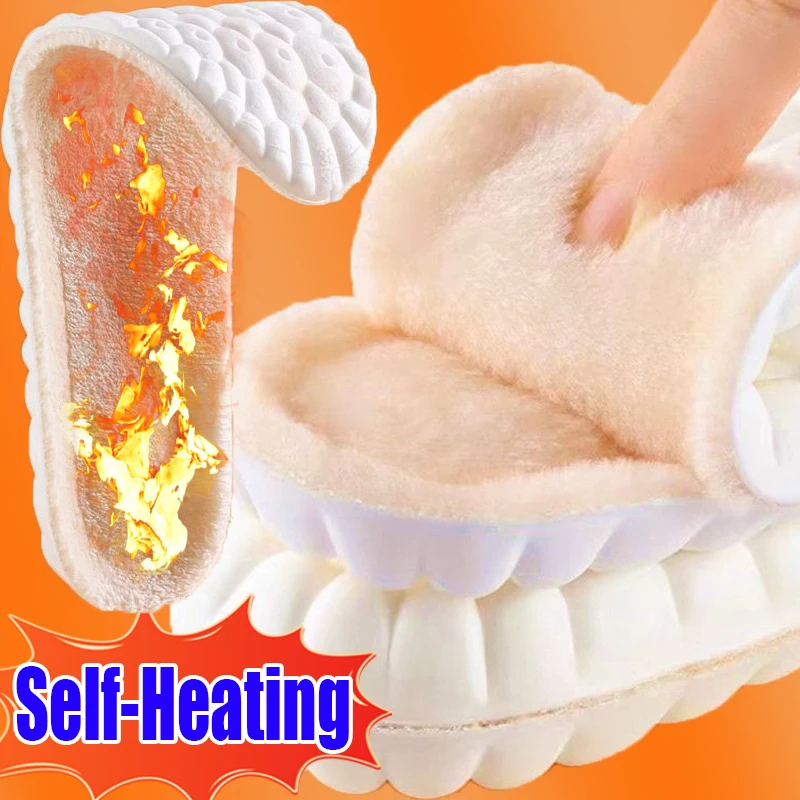 

Self Heating Thick Wool Insoles Women Men Winter Warm Thermal Insert Cushions Soft Elastic Sports Shock-absorbing Shoes Pads