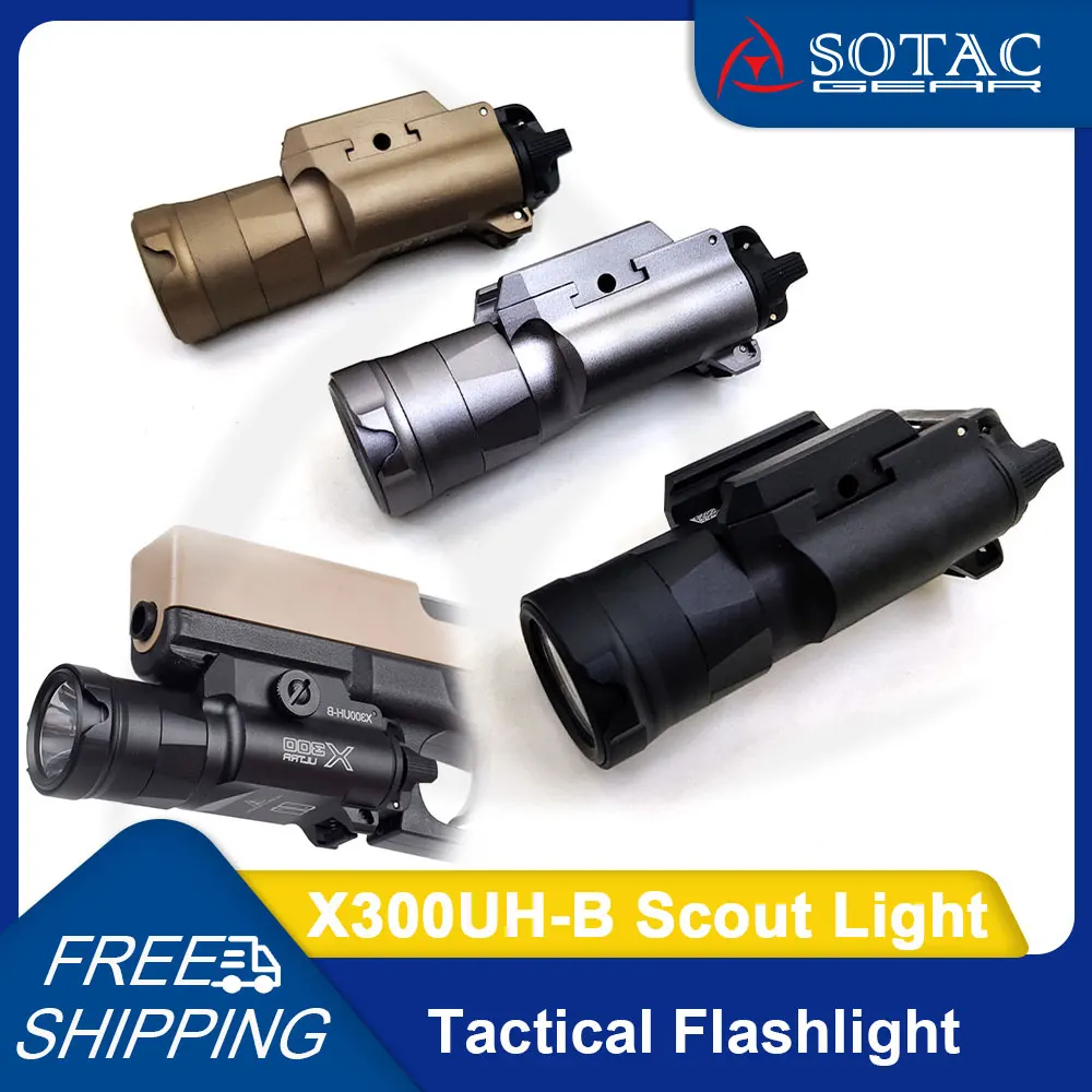 Tactical Flashlight X300UH-B Light White LED for Hunting Weapon Flashlights with Remote Pressure Control Fit 20mm SOTAC GEAR