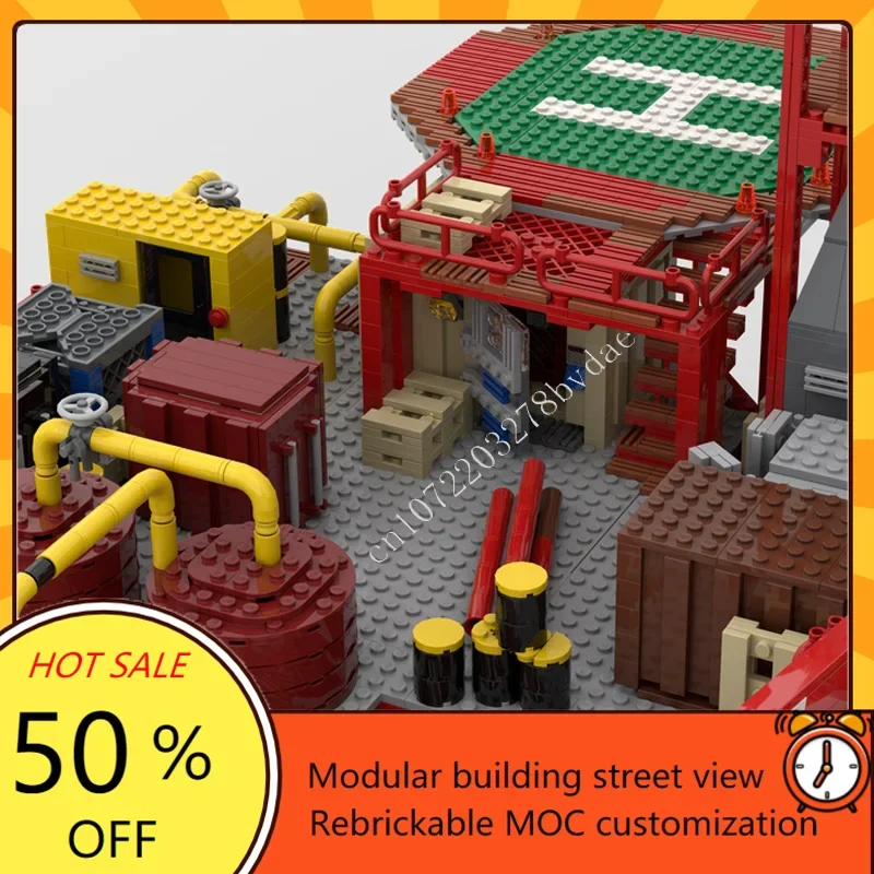 6388PCS Rust small oilrig Modular MOC Creative street view Model Custom Puzzles Architecture DIY Education Assembly Model Gifts