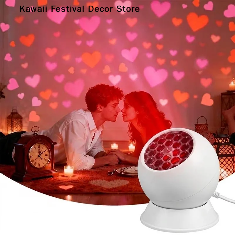 【K】Portable Dynamic Romantic Love Heart //Butterfly Projection Night Light, USB Powered For Bedroom, Chirstmas Party Decor