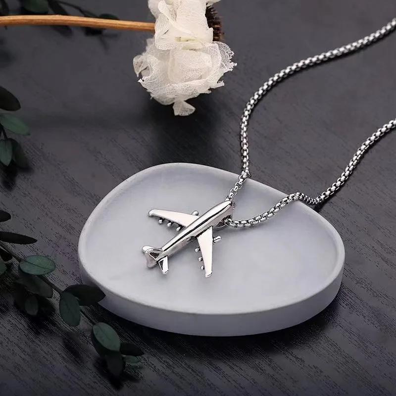 Children's Necklace Boys' Personalized Hip Hop Aircraft Hiphop Versatile Student Pendant Trend Women's Fashion Jewelry