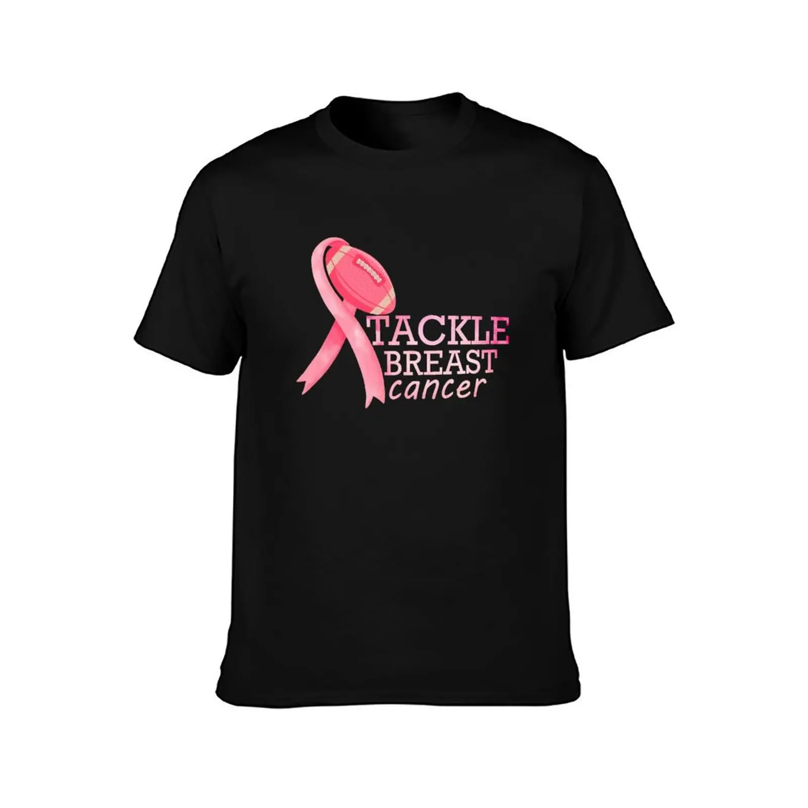 Tackle Breast Cancer Awareness Pink Ribbon Football T-Shirt shirts graphic sublime cotton graphic tees mens t shirt