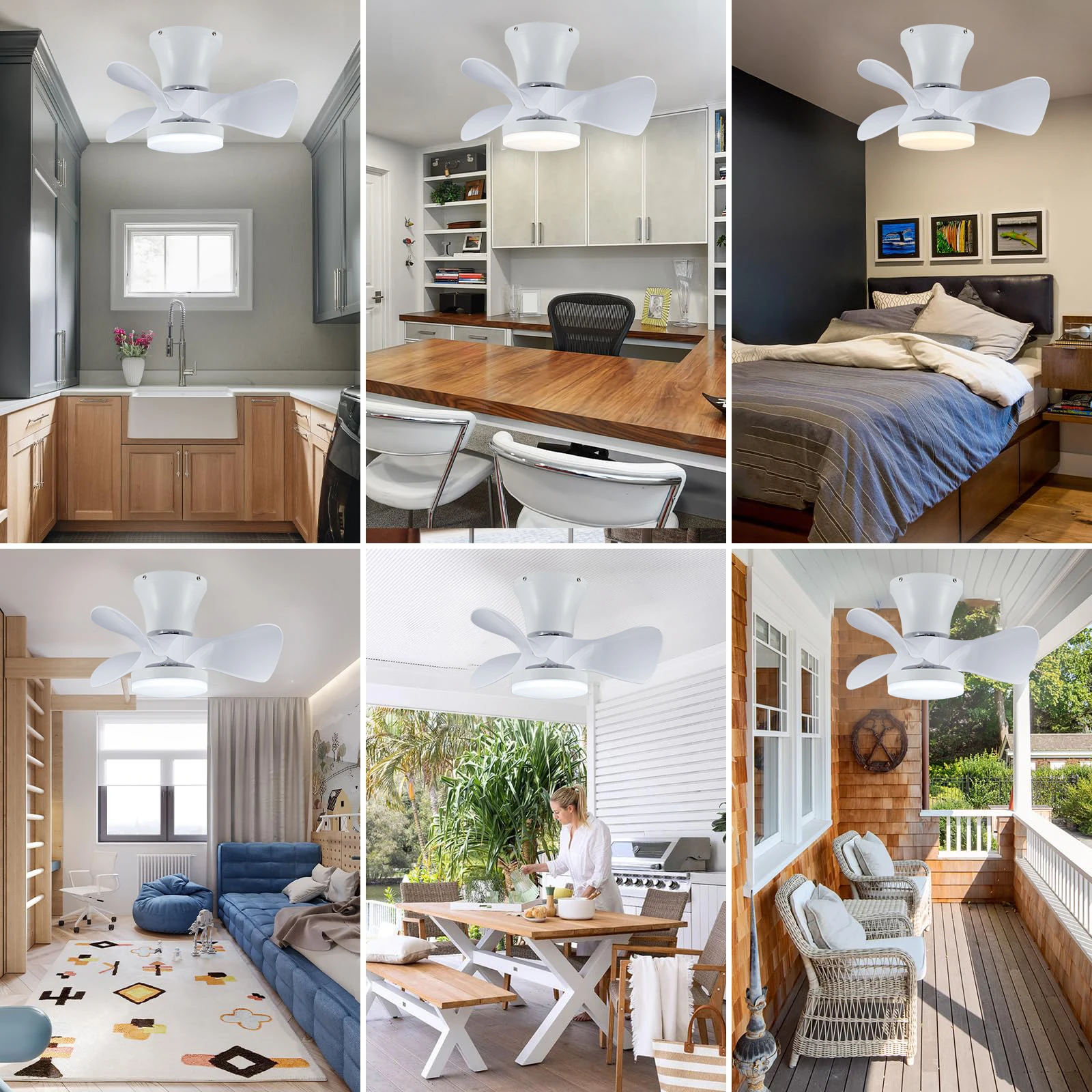 جيلينا مراوح السقف البيضاء مع أضواء التحكم عن بعد 6 سرعات عكس الضوء LED مروحة السقف غرفة نوم المطابخ إضاءة غرفة المعيشة