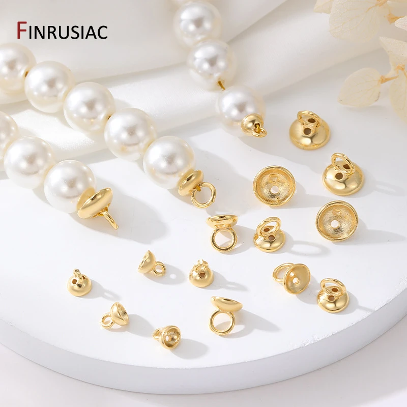 

14K Gold Plated Brass Beads Caps Tips,Jewelry End Caps,Double Hole Pearl End Connector For DIY Bracelet Necklace Making Supplies