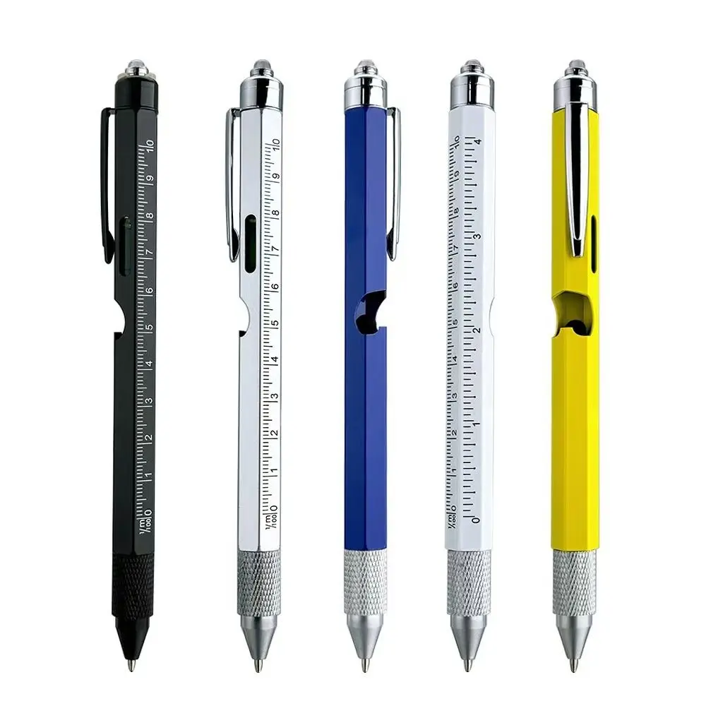 Metal Multi Tool Pen 9-in-1 With LED Light Spirit Level Screwdriver Ruler Outdoor Tool Pen Capacitive Pen Outdoor Tool Pen
