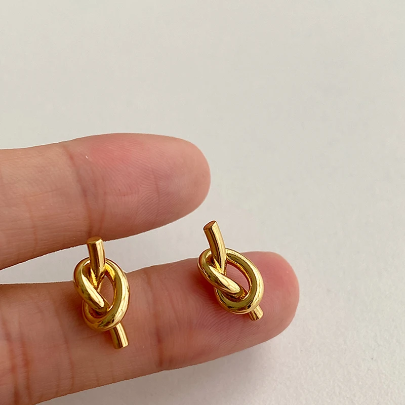 Korean Fashion Stainless Steel Earrings For Women 2023 Trending Gold Color Simple Knot Earrings Ladies Kpop Accessories