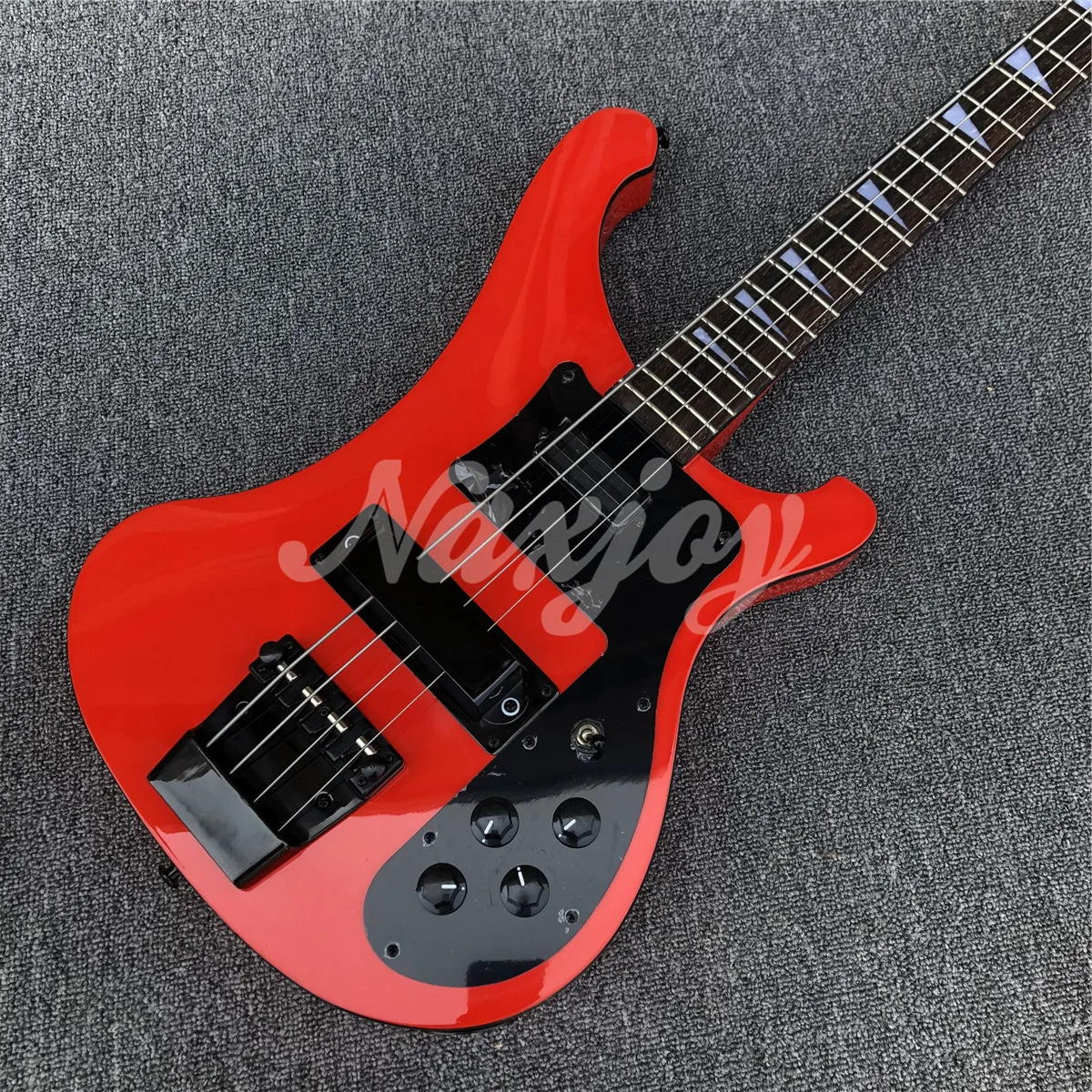 New Red Color 4 Strings 4003 Bass Guitar,Black Hardwares and Pickguard Solid Wood Electric Bass