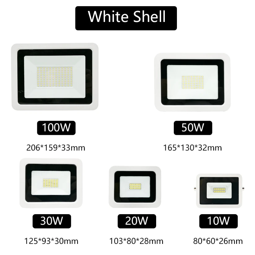 

Led Flood Light 10W 20W 30W 50W 100W Floodlight Outdoor Wall Reflector Garden Square Spotlight IP68 Waterproof Outdoor Lighting