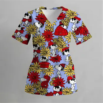 Nemocniční ošetřovatelská matná uniforma s potiskem Snoopyho, lékařská chirurgická uniforma, nemocniční doplňky, pediatrický klinický top 8 nejlepší prodej tričko se Snoopym - №6