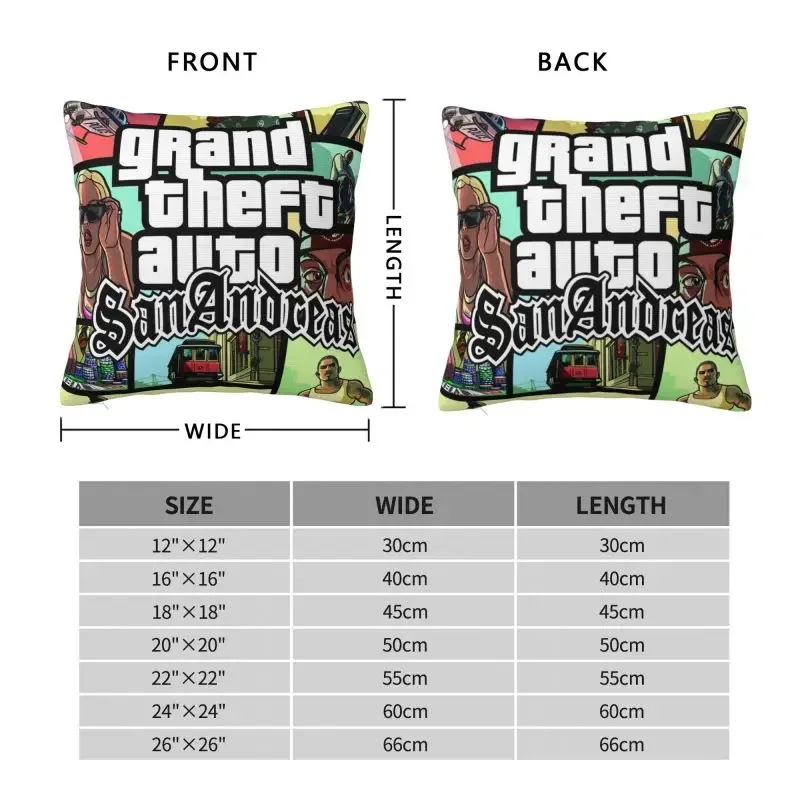 Grand Theft Auto San Andreas Pillow Cover Home Decor GTA Video Game Cushions Throw Pillow for Car Double-sided Printing