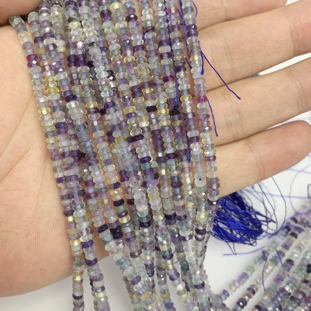 Lazuli de fluorita de color Natural, cuentas sueltas facetadas de 2mm x 4mm, pulsera Diy, collar para fabricación de joyas