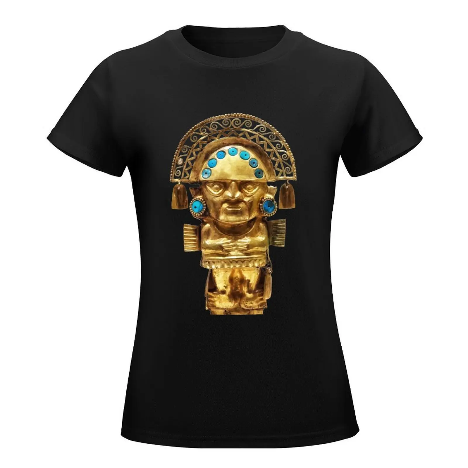 Incas golden statue of Chimu T-Shirt summer clothes hippie clothes oversized fashion woman blouse 2024