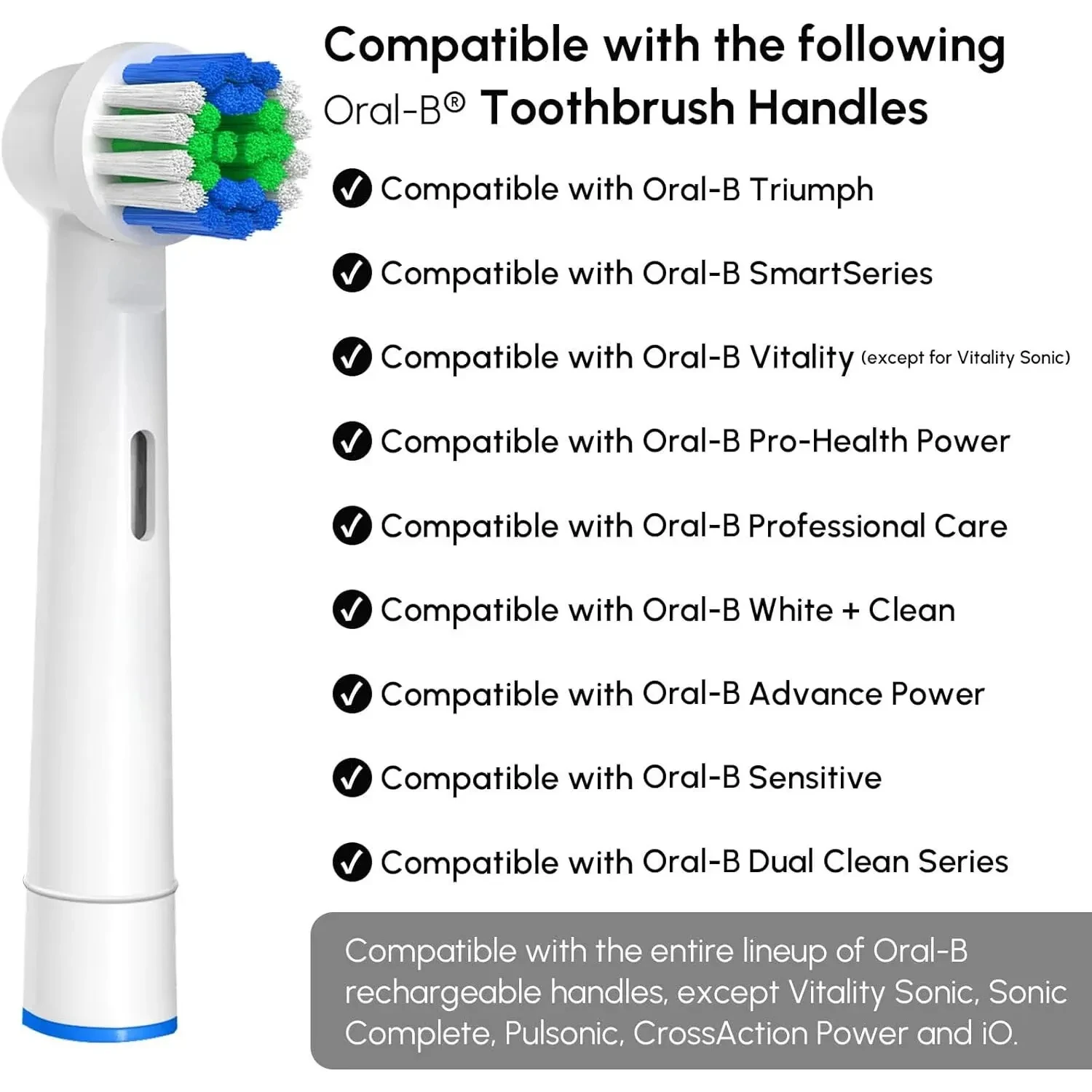 Tinsol 4-20pcs Electric Toothbrush Heads For Oral-B Triumph,Professional Care,Vitality,Advance Power,Plak Control,Pro Health