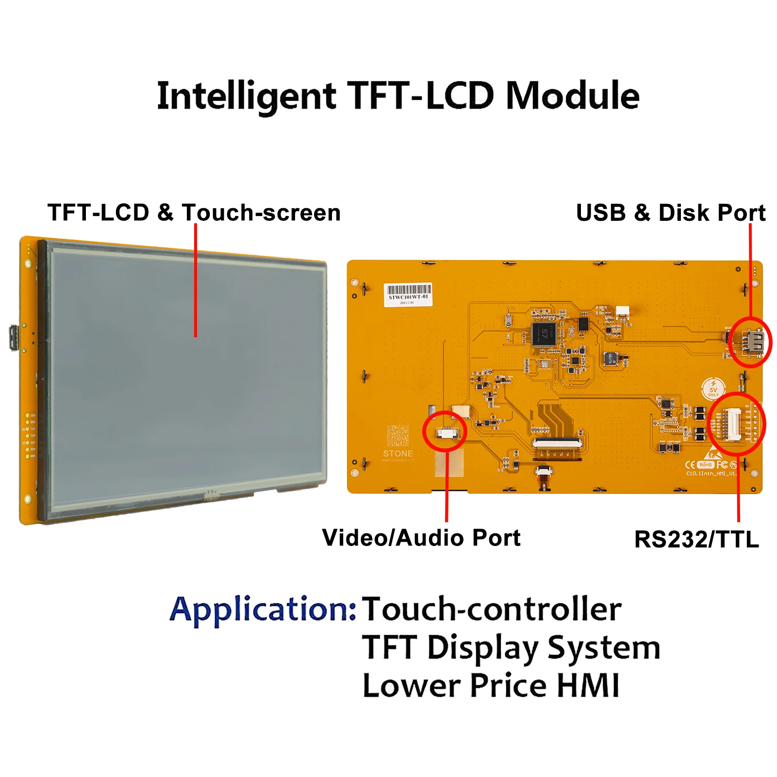 Scbrhmi C Serie Hmi Smart Lcd Display Module 10.1 "Met Touch Panel