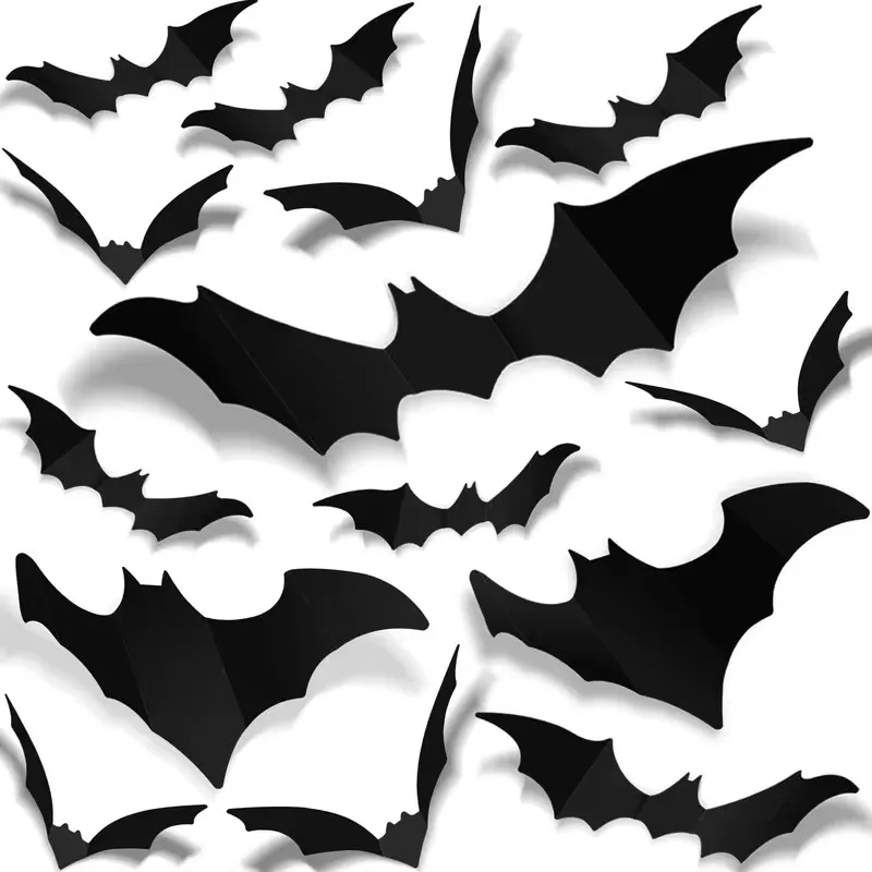 Halloween Decoration 3D Black PVC Bat Halloween Party DIY Decor Wall Sticker Bar Room Halloween Party Scary Decos Props