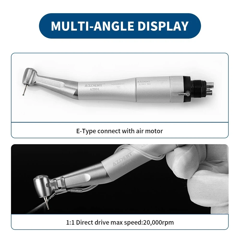 1PC Dental 1:1 Contra Angle AZDENT Low Speed Handpiece Push Button External Water Spray Bur 2.35mm Dentistry Tool for Dentists