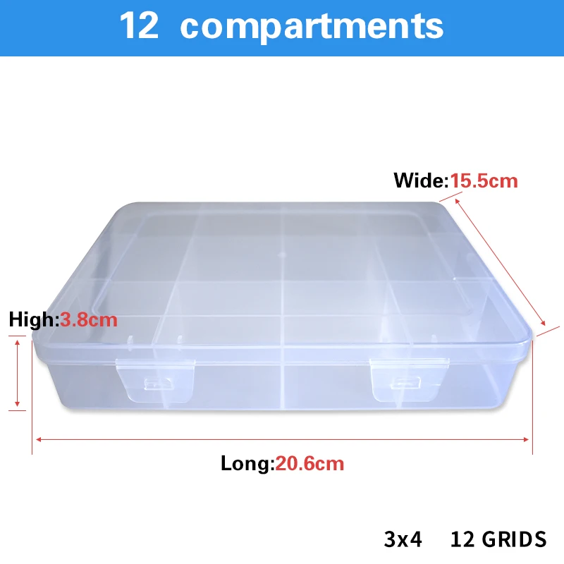 Caja contenedora de plástico transparente, organizador ajustable para Botón de joyería, Hardware, tornillo, caja desmontable