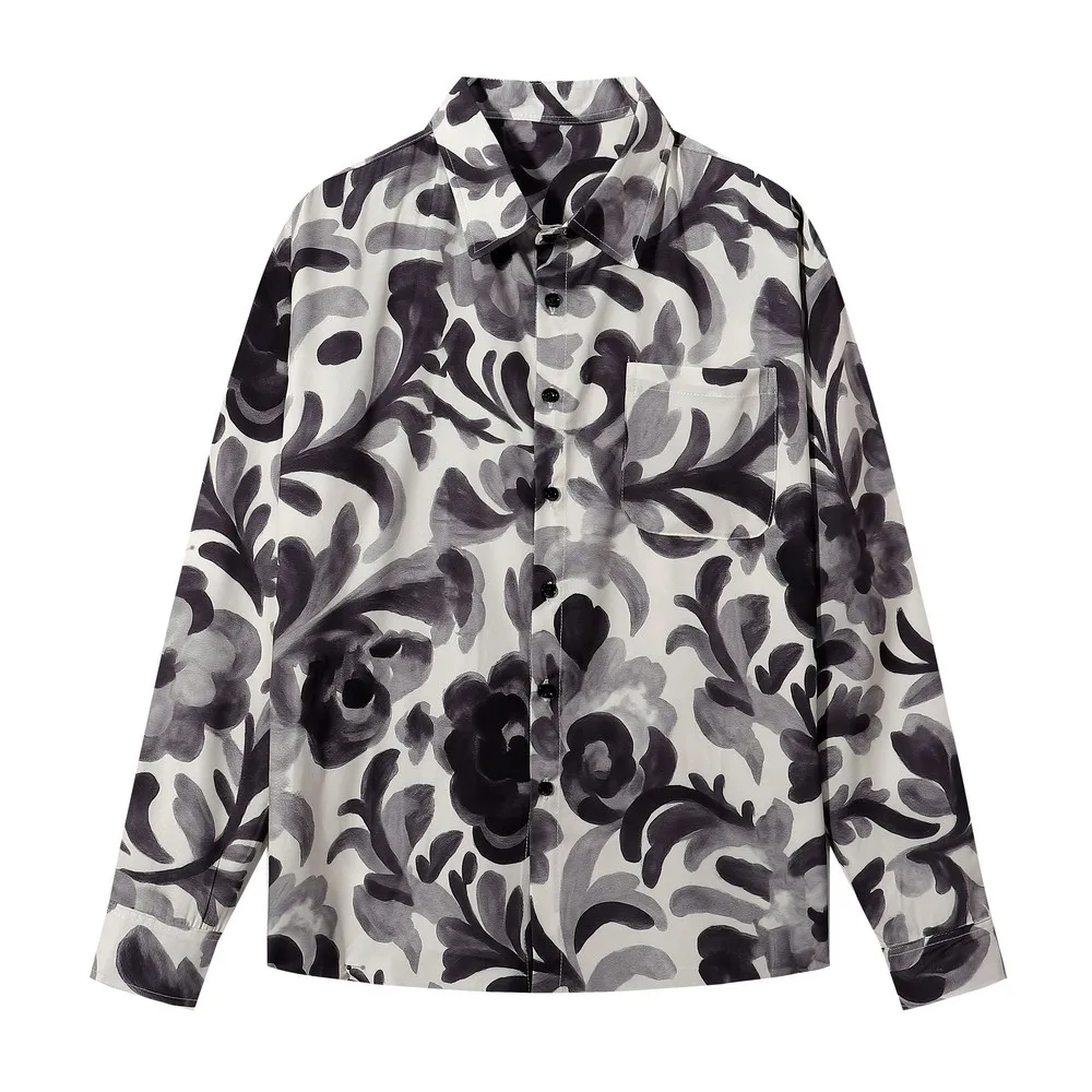 

Граффити, свободные гавайские рубашки с длинными рукавами в стиле гранж, готическая мужская и женская блузка, уличная одежда, топы на пуговицах Aloha, зима-весна