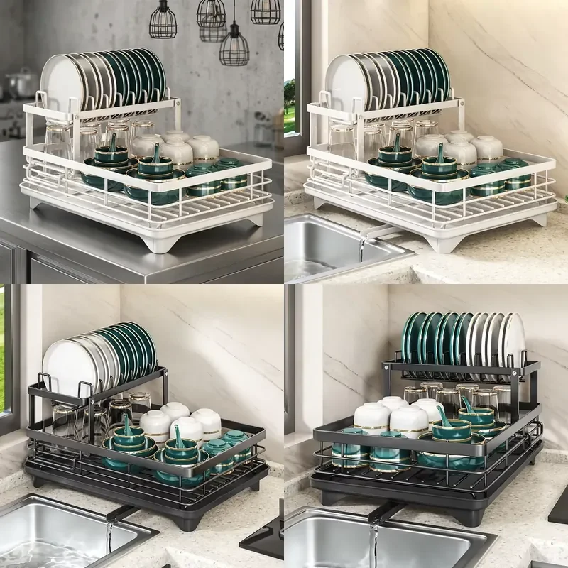 for Practical Kitchen Tableware Drying Rack Large Capacity Countertop Dish Rack  Bowl and Tableware Drain Storage