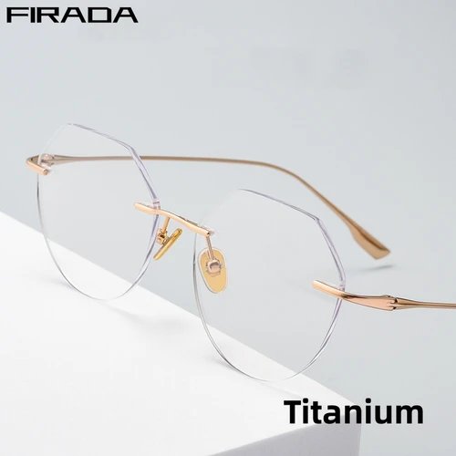 FIRADA-gafas sin montura de titanio para hombre y mujer, lentes ópticas graduadas, Estilo Vintage, cómodas, 1136
