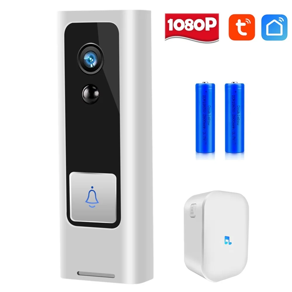 Sonnette vidéo Tuya HD 1080P, WiFi, moniteur bébé sans fil, vie intelligente, sonnette de porte à domicile, téléphone, sécurité à la maison, mouvement PIR, haut