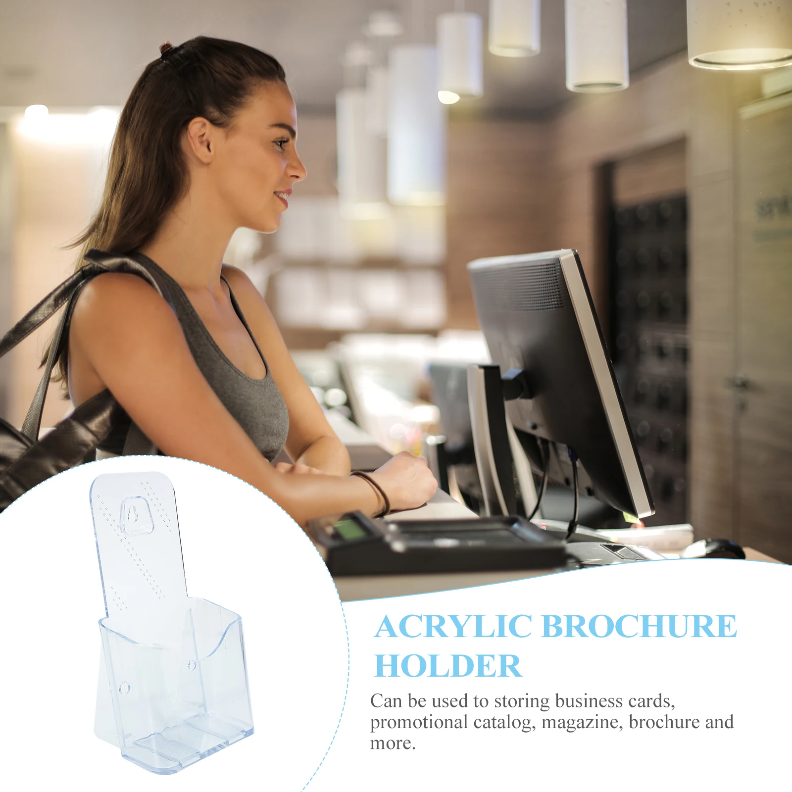 

2Pcs Durable Acrylic Literature Holder A6 Document Organizer Magazine Rack Business Card Display Clear Brochure Stand
