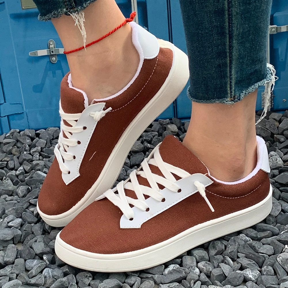 A Pair of Women's Casual Style Sneakers, Walking Shoes, Student Running Shoes, New Spring 2026 Models in Red, Black, Coffee Color, Rose Red, Orange, Pink, Flat Shoes, Comfortable Soft Sole, Round Toe, Slip-On, Couple's Valentine's Day Travel Season Fashion Gift Women's Shoes view 5