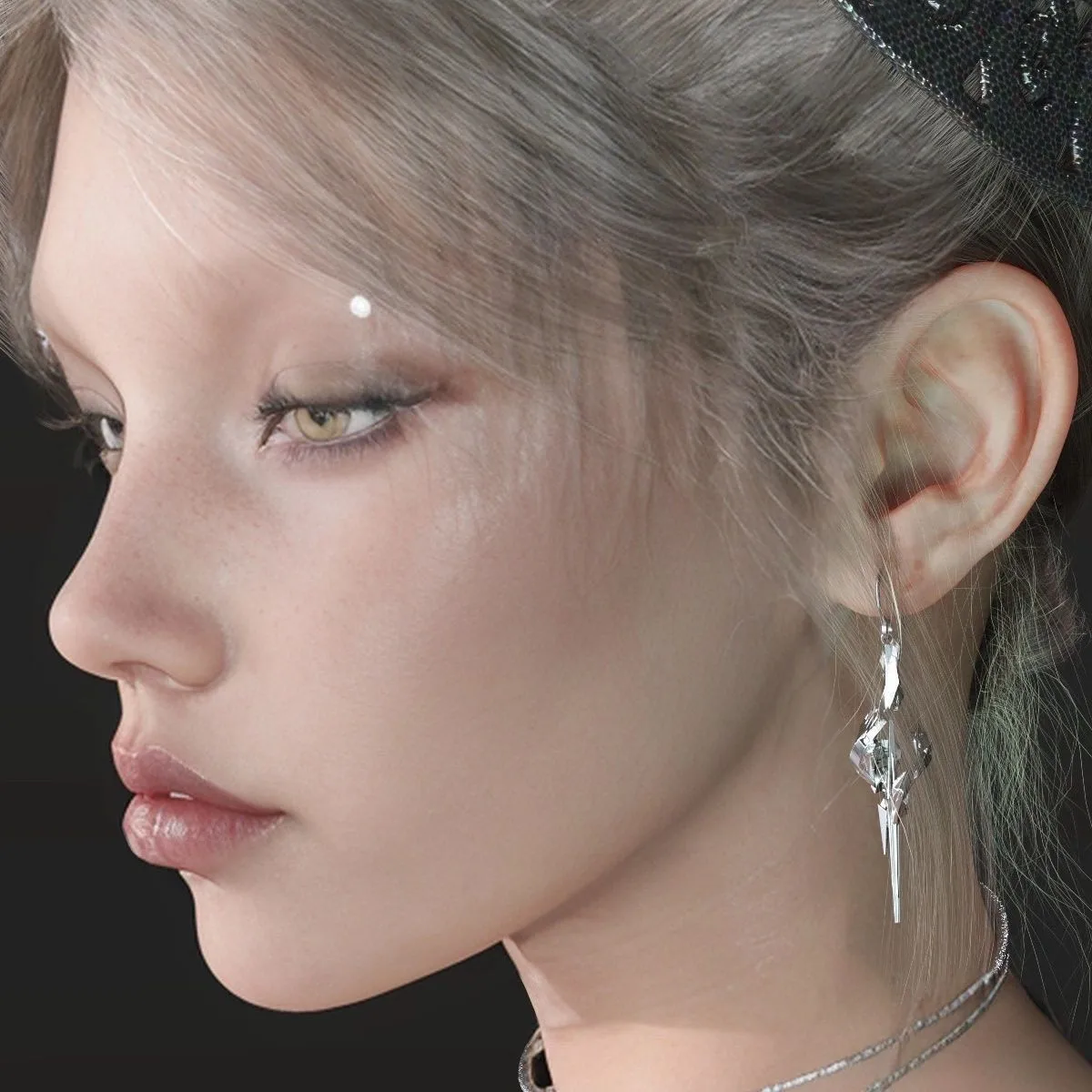 The Original Design of the New Chinese Style National Style Earrings Pioneer Niche Unique Temperament Cyberpunk Abstract Earring