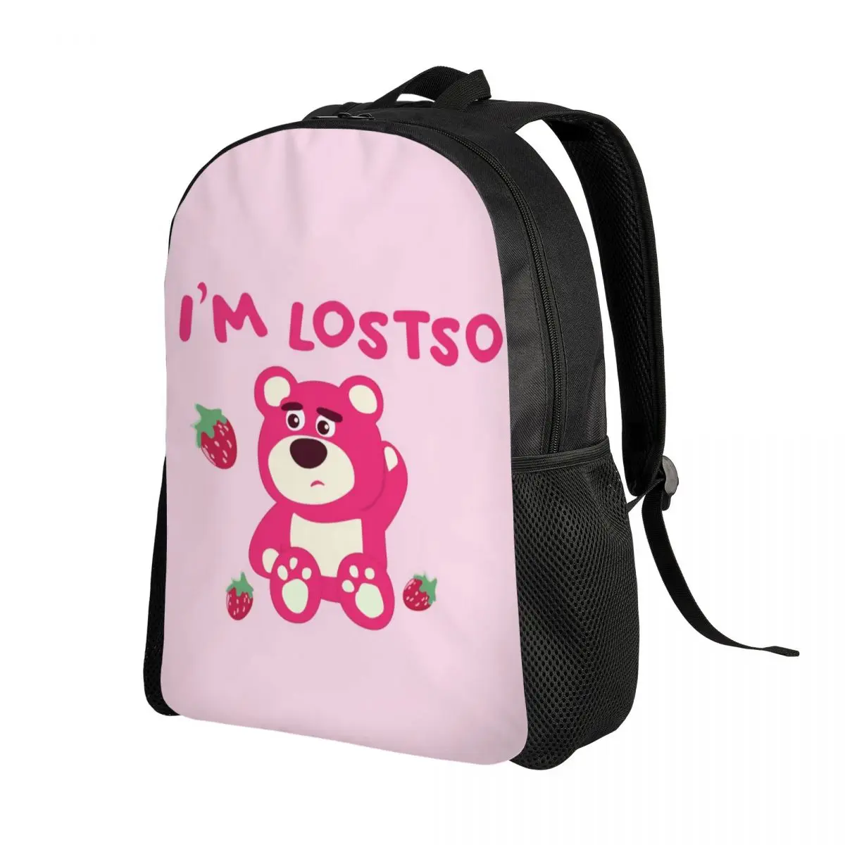 Custom Cute Lotso Huggin Strawberry Bear Backpack for Men Women Waterproof School College Bag Print Bookbags