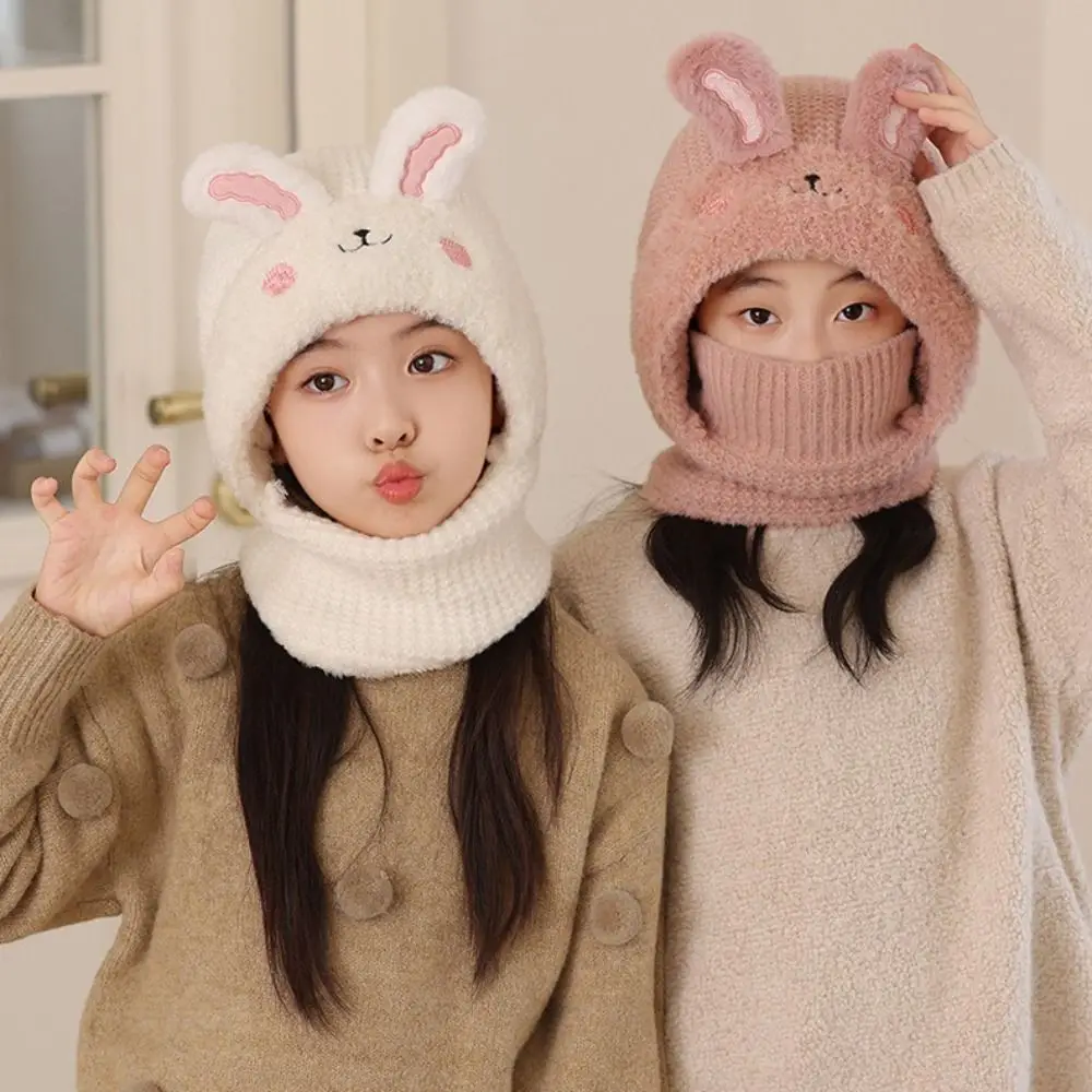 

Scarf Hat Warm Ears One-piece Design Face Guard Neck Warmer Vertical Headgear Knitted Beanie Ear Protection Hat Kids Winter Wear