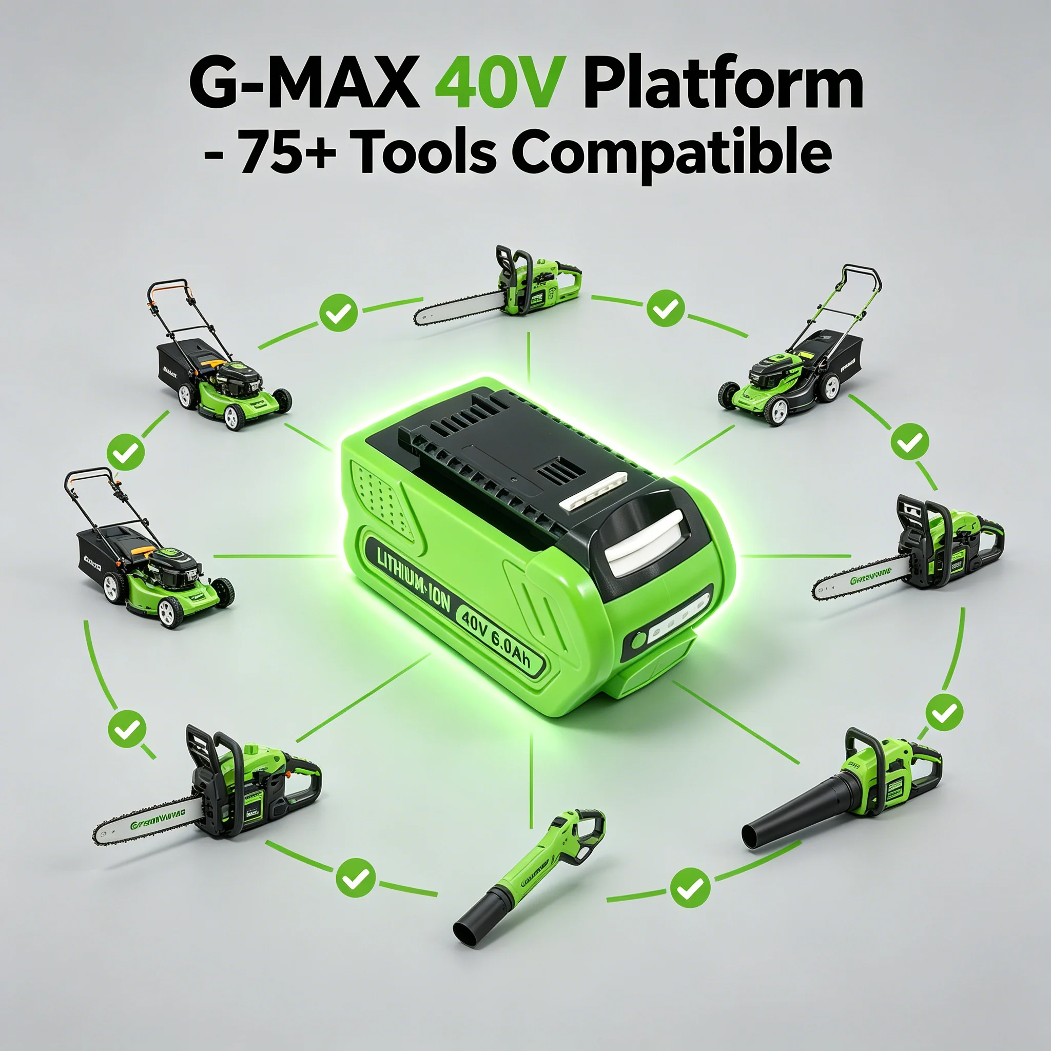 For Greenworks 40V Battery 6Ah forGreenWorks G-MAX Li-ion Battery Manufacturer Replacement Battery for Lawn Mower Power Tools