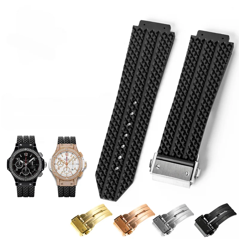 For Hublot 26 * 19mm 24 * 17mm Yubo Classic Fusion Big Bang Waterproof Silicone Convex Interface Men's Sports Watch Strap