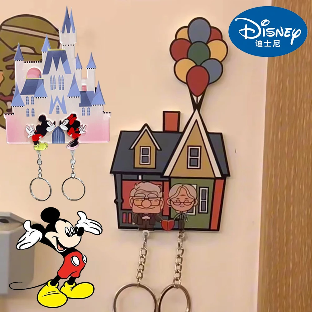 

Disney Anime Up Mickey Mouse Winnie The Pooh Kawaii Keychain Holder Model Refrigerator Magnet Door Anti-lost Hook Keychains Gift