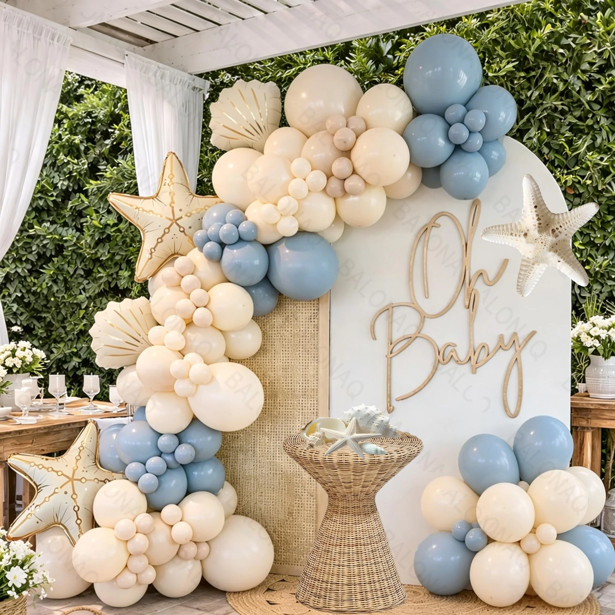 106 Stück Seestern-Ballons, aufblasbare Muscheln, Meerjungfrauenflosse, Folien-Girlanden-Bogen-Set, Ballons, Ozean-Geburtstagsdekoration, Unterwasser-Party-Deko