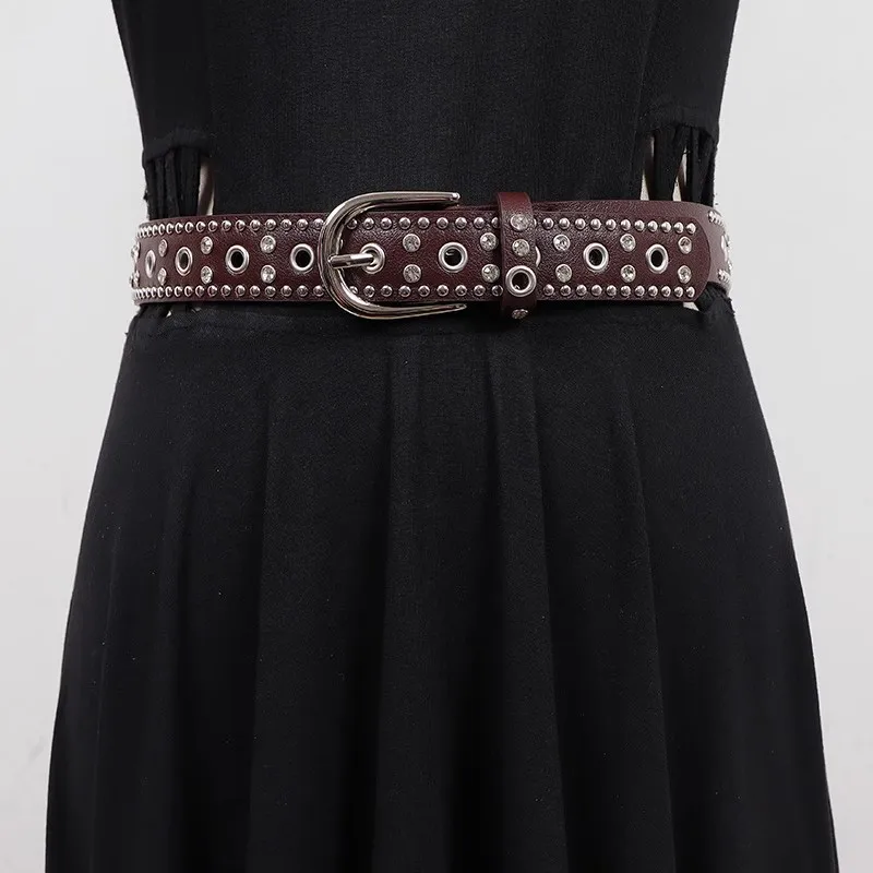 

Женский винтажный корсет из искусственной кожи с заклепками, женское пальто с поясом, платье с поясом, широкий пояс J776