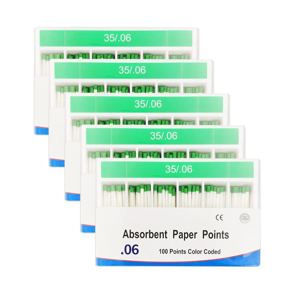 

5box 0.06 Taper Dental Absorbent Paper Points 25# 30# 35# Paper Points Root Canal Absorption Pure Cotton Dental Gutta Point