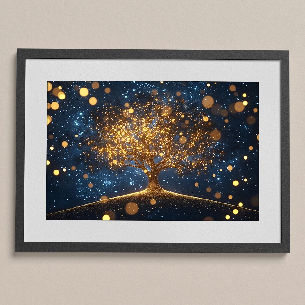 Abstract Golden Tree of Life Canvas Painting Wall Art Illustration Home Decor Decorative Pictures for Living Room