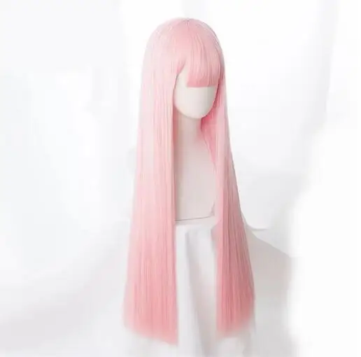 Pelucas de Cosplay de Anime DARLING in the FRANXX 02, Zero Two, 100cm de largo, pelo sintético rosa, peluca de Cosplay, gorro de peluca, clip