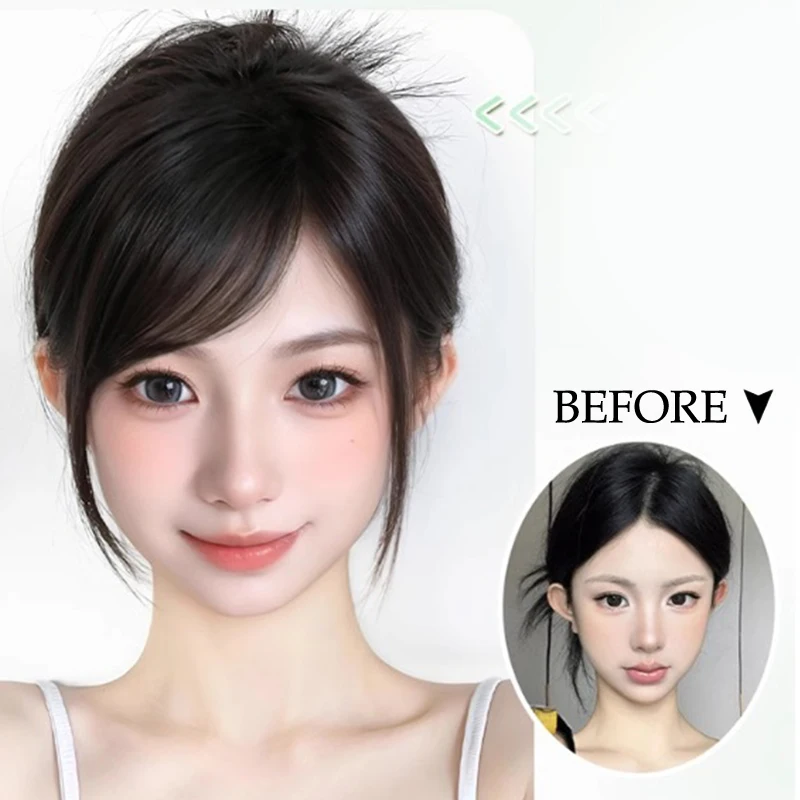 

Synthetic, Invisible Air Bangs Hair Extension – Front Fringes Hairpiece in Black or Brown, Stylish Hair Accessories for Women