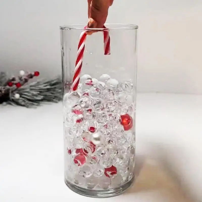 Świąteczny wypełniacz wazonu Koraliki Białe i czerwone Candy Cane Perłowe koraliki Akrylowy wypełniacz wazonu świątecznego Świąteczny wypełniacz z pływających pereł