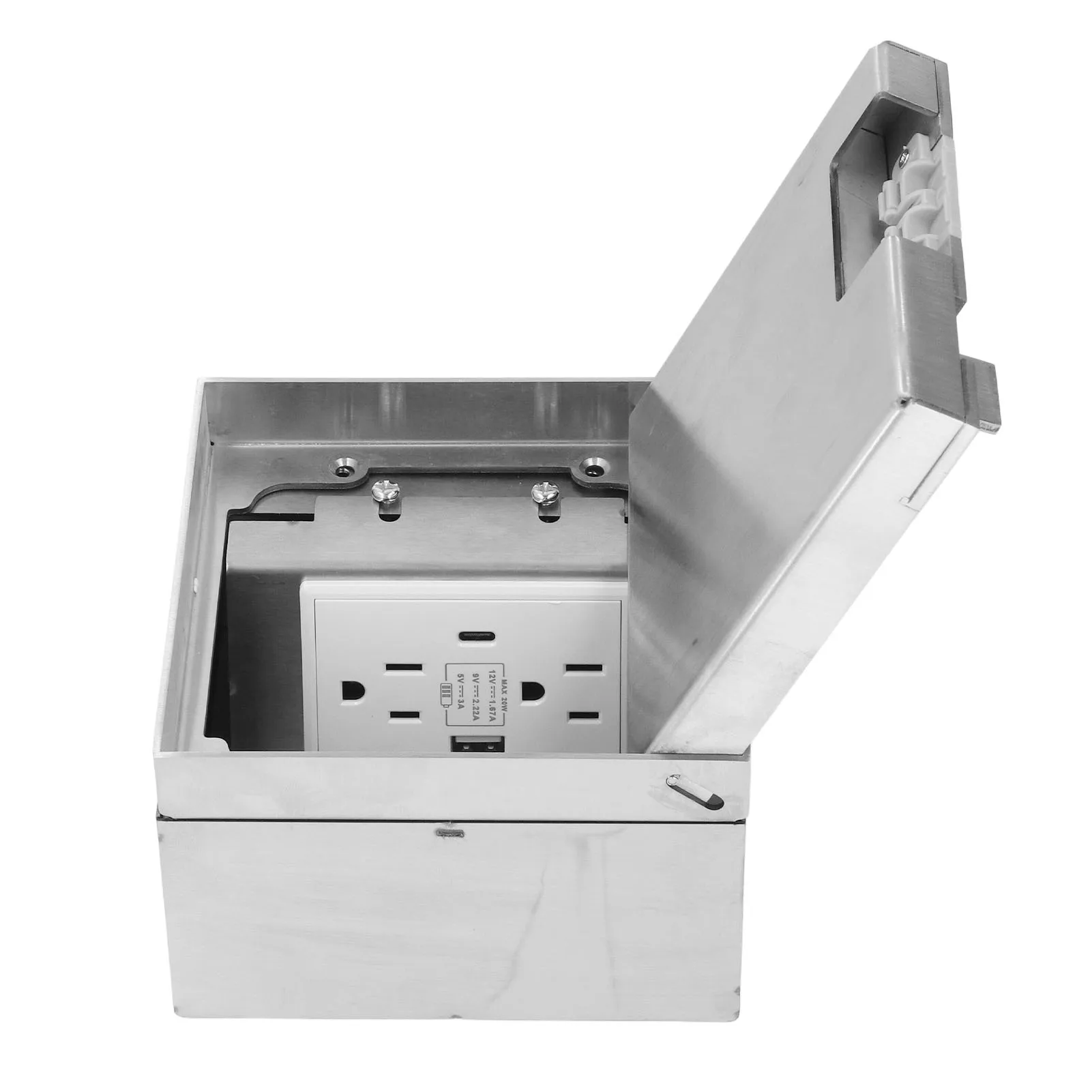 

Floor Electrical Socket Recessed Outlet Dual 3 Prong Outlets USB Type C Ports Flame Retardant PC Shell for Living Room Kitchen