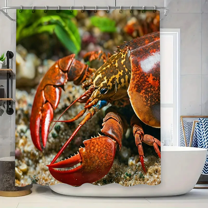 

Жирный красный лобстер занавеска для душа подводный морской декор для ванной комнаты прочная полиэфирная ткань с водонепроницаемым покрытием (36x72 inc
