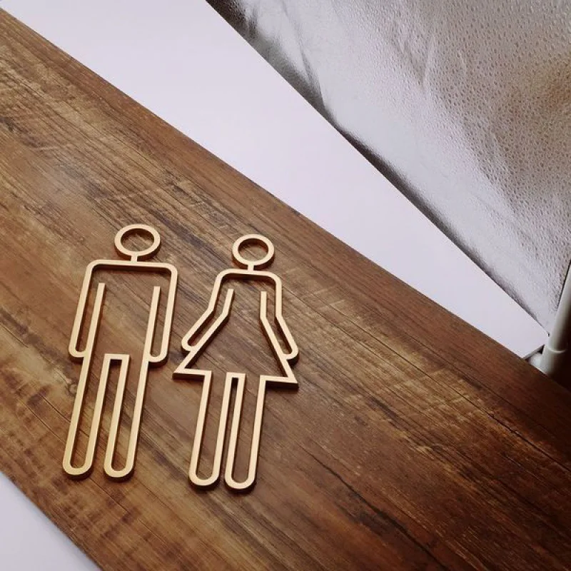 A Set of Three-Dimensional Hollow Out Bathroom Signs Creative  Bathroom  Door Signs Bathroom Signage Room Living Room Decoration