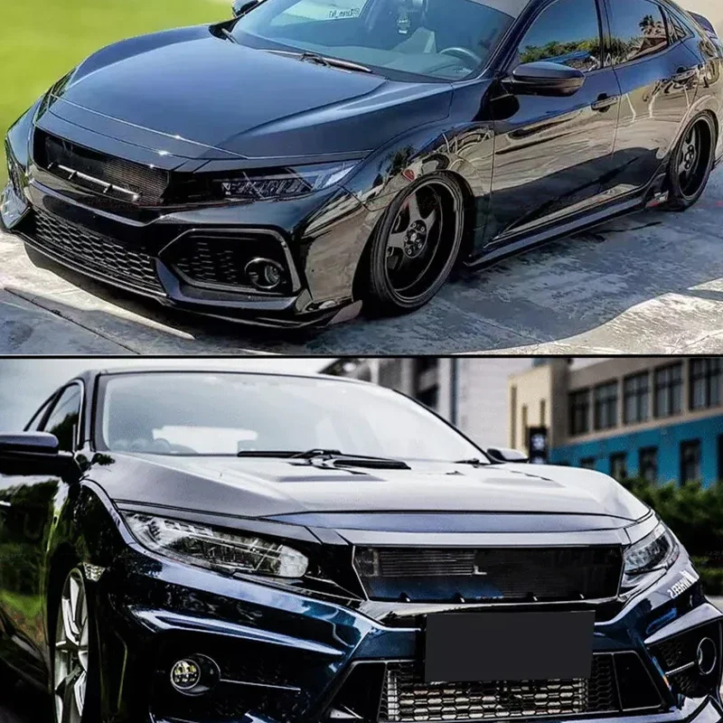 For 10th Honda Civic FK7 FK8 TYPE-R Fiberglass Front Bumper Grille Racing Car FC JS N1 Style Medium Mesh Grill  Accessories