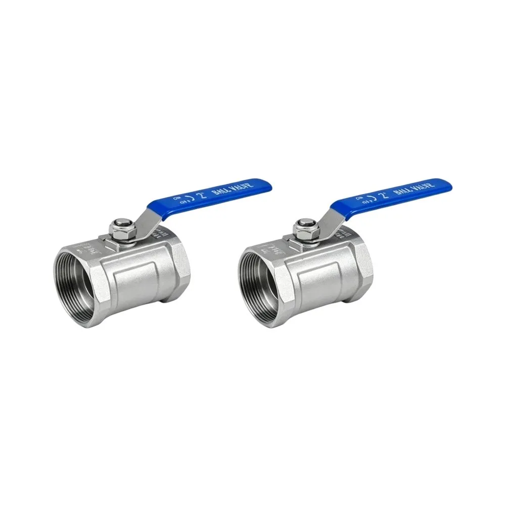 304 SS Ball Valve 1-14 NPT Threading 2-Pack for Standard Port Applications Home Shop and Light Industrial Sites