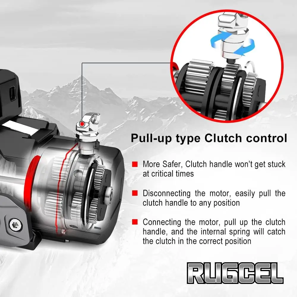 Rugcel 13500lb กว้านไฟฟ้ากันน้ำ, เครื่องกว้านไฟฟ้าสังเคราะห์12V พร้อม hawse fairlead รีโมทไร้สาย2 in 1